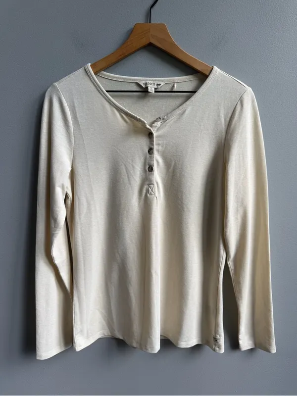 Toad&Co Piru Long Sleeve Henley Ecru Off White Cream Ribbed Top NWOT Size Medium - Image 3