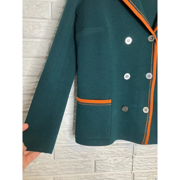 Vintage Gimbels 100% wool‎ double breasted blazer made in Italy emerald green - Image 2
