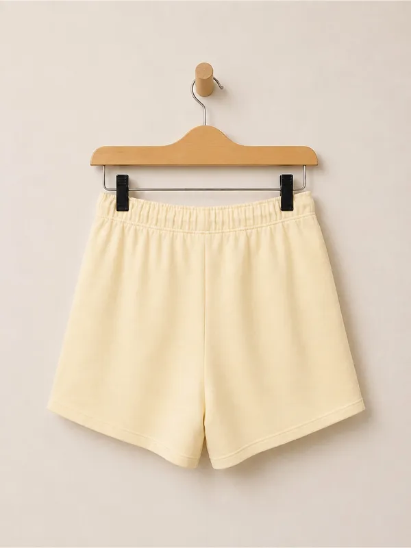 Reformation Olena Pale Butter Yellow Terry Cloth Lux Soft Knit Lounge Shorts - Image 4