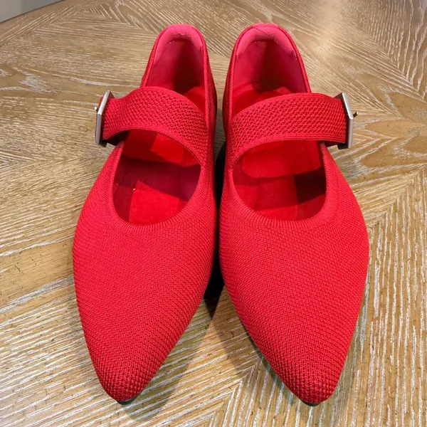 Vivaia NEW Maria Pointed Toe‎ Mary Jane Flats Red Size 41 US 9.5 - Image 3