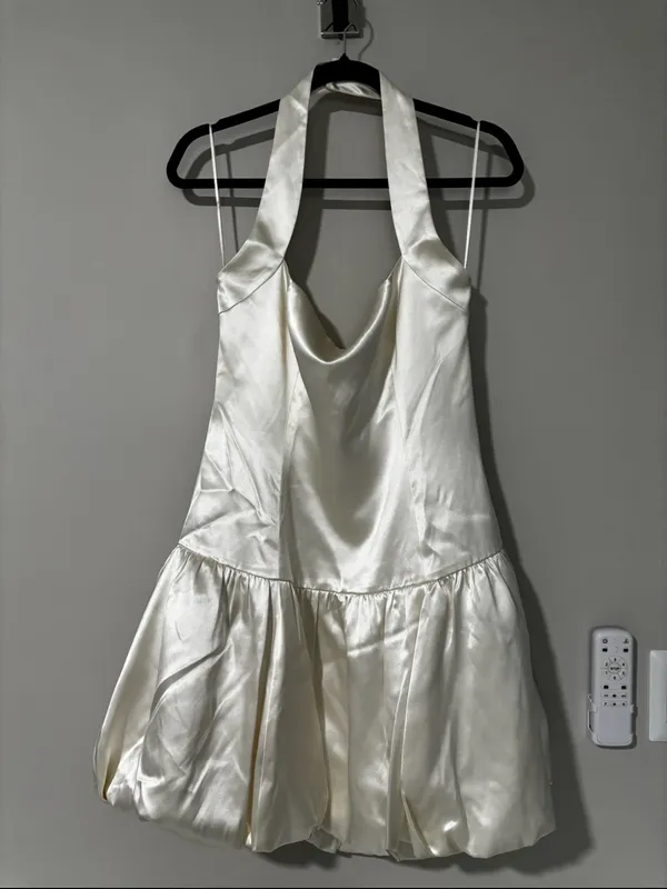 Reformation Babette Silk Mini Dress Bubble Skirt Size 10 - Image 3