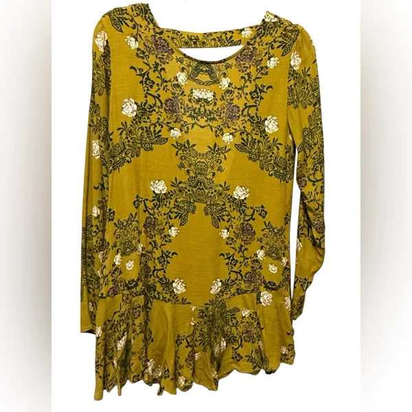 Free People Smooth Talker Tunic Top Womens S Mini Dress‎ Boho Floral Open Back - Image 10