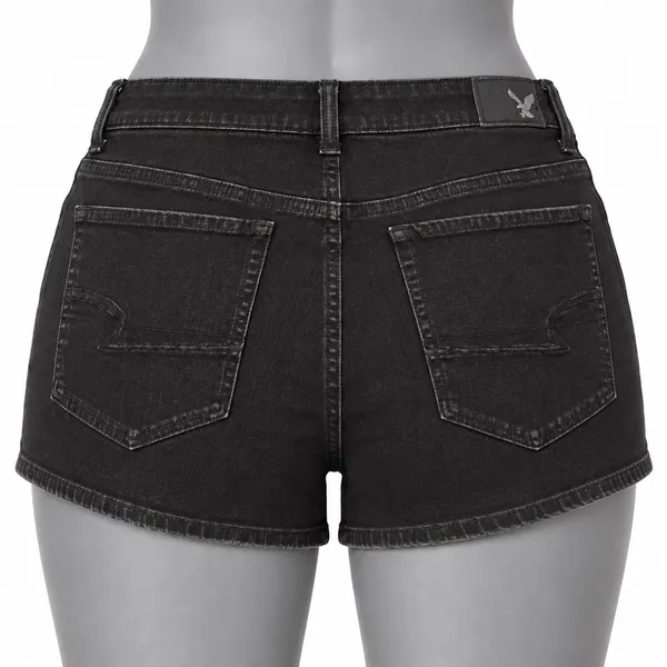 American Eagle Hi-Rise Shortie Black Denim Cutoff Shorts - Image 3