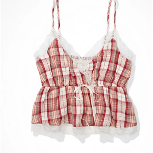 Brand New American Eagle Women's Size Medium Red White Sleeveless Cropped Top - Image 3