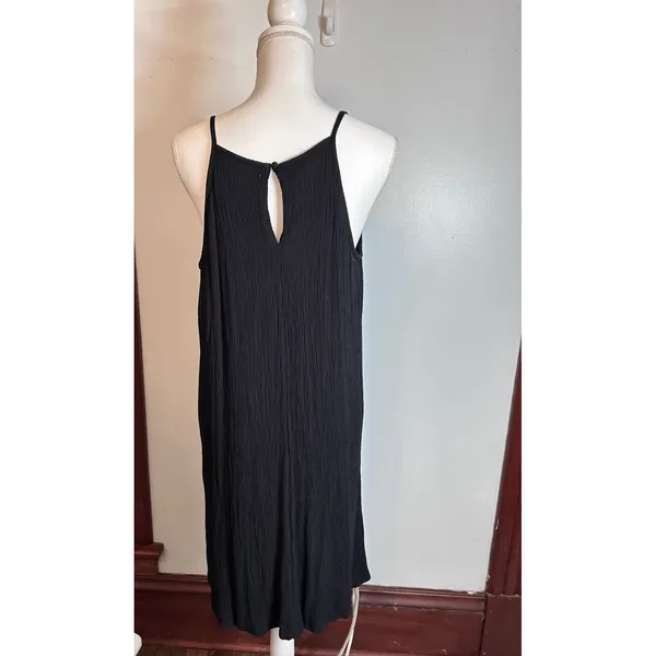 Maurices Womens XL Black Crochet Lace Bib Halter Dress Boho Rayon Gauze Lined - Image 3