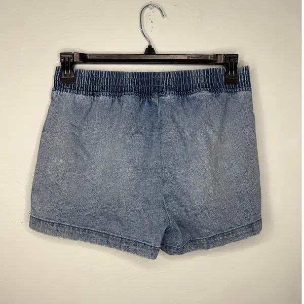 Aerie Denim Pull-On Shorts Women's Small Elastic Waist Zippered Pockets Stretch - Image 2