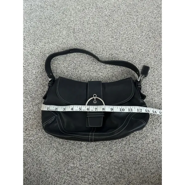 Y2K VTG Coach Soho Black Leather Buckle Flap Shoulder Bag‎ 9248 Contrast Stitch - Image 11
