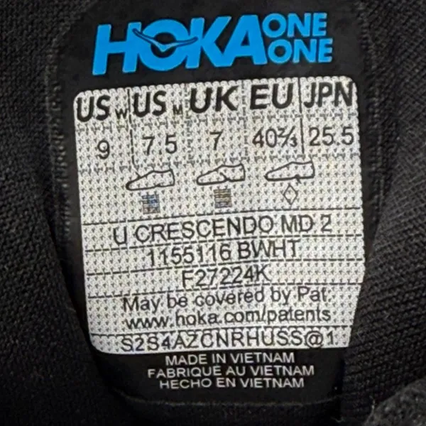 HOKA Crescendo MD 2 Track Spikes Black/White Men 7.5/Women 9 Style 1155116 - Image 8