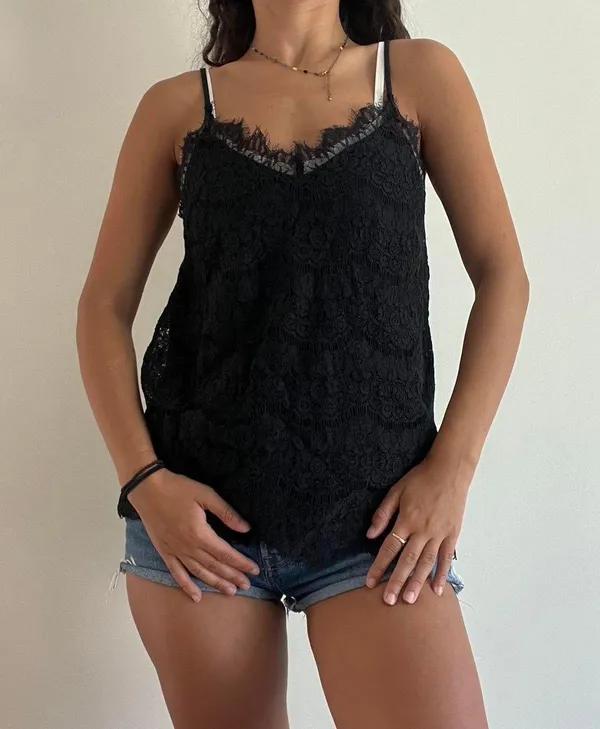 Monteau Black Lace Cami Tank - Image 5