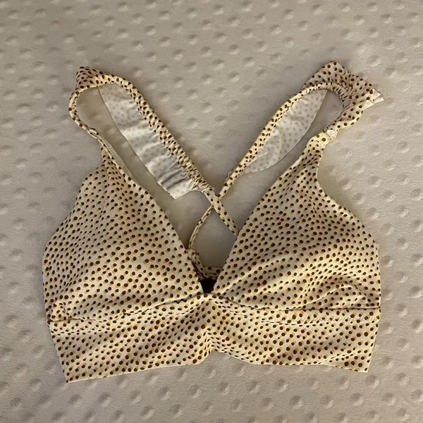 Aerie Cream and Brown Polka Dot Bikini Top - Image 2