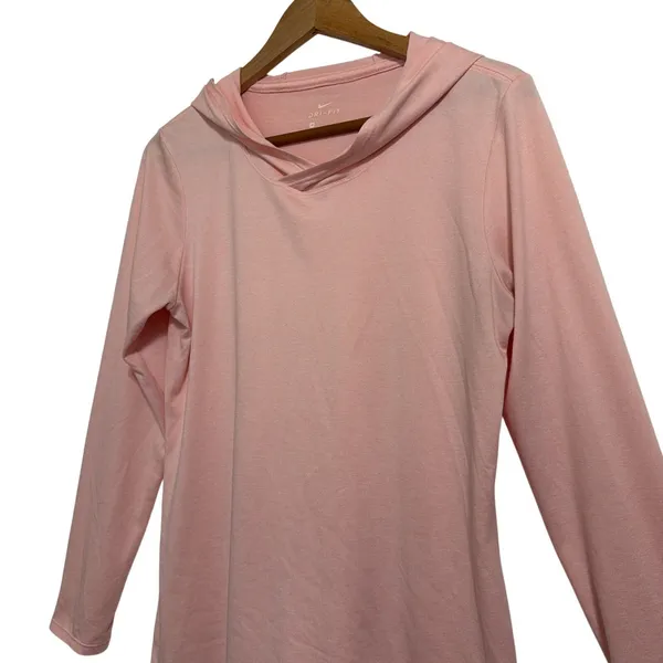 Nike Dri-FIT Womens Medium Pink Long Sleeve Pullover Hoodie Activewear Shirt‎ - Image 7