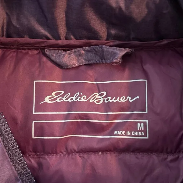 Eddie Bauer Women’s Size M Down Puffer Vest Packable Plum Purple - Image 3