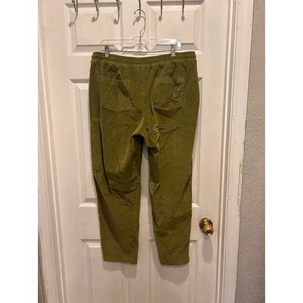 d&co‎ HERITAGE Womens Olive Green Corduroy Jogger Pants Large Drawstring Elastic - Image 4
