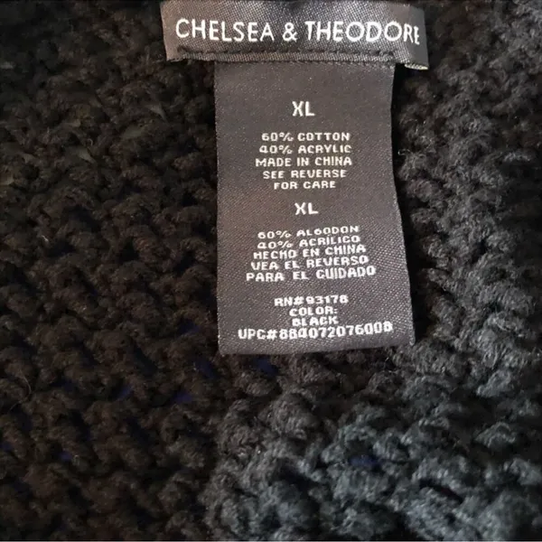 Chelsea & Theodore Navy Crochet Sweater XL Sheer Hi Low Beach Cover Up - Image 5