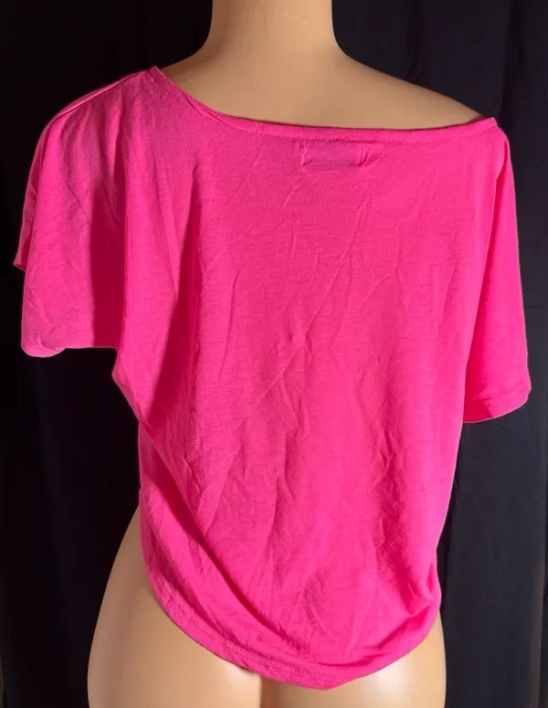 Hot pink skull graphic print t shirt - Image 3