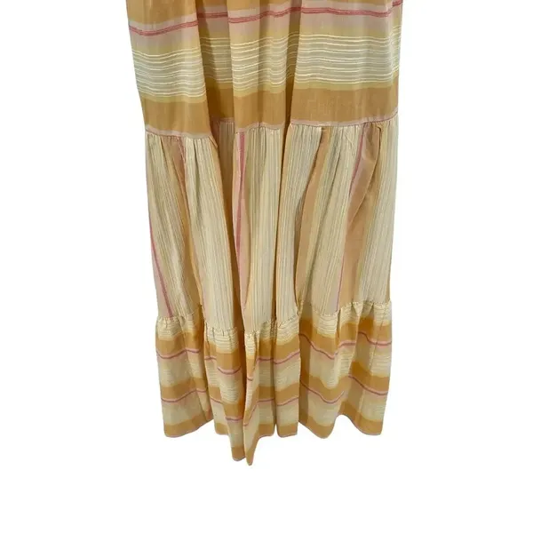 L*Space Clara‎ V-Neck Double Tiered Maxi Dress Yellow Orange Stripe Size Small - Image 6