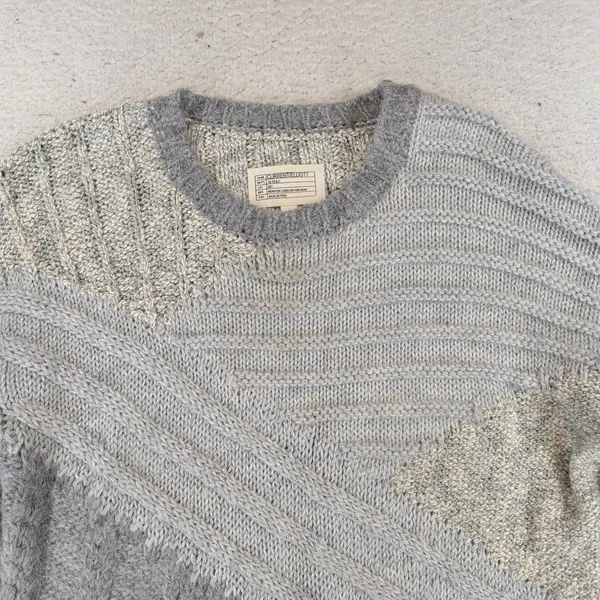 Current Elliott Gray Alpaca Wool Blend Mixed Knit Patchwork Sweater Size 1 Lurex - Image 3
