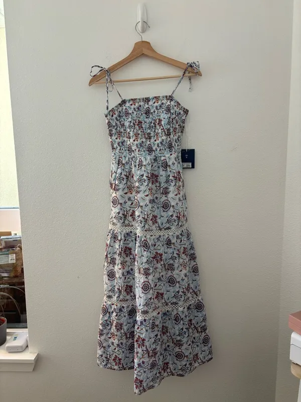 Roller Rabbit x Target Sketched Floral Tie-Shoulder Tiered Maxi A-Line Dress new - Image 2