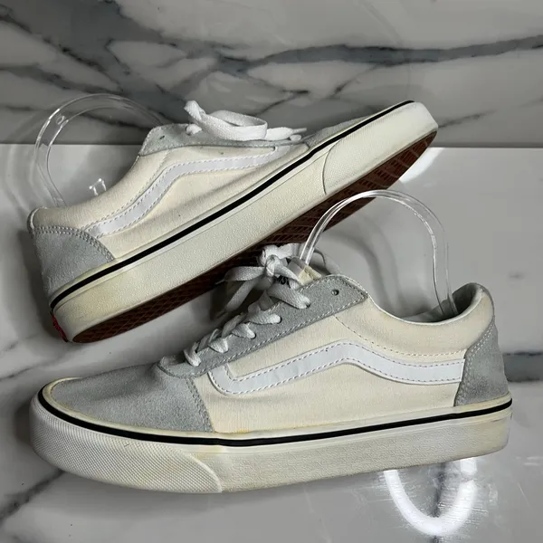 Vans Skateboard Women's Cream Gray Low Top Suede Leather Sneakers Sz 9.5 Classic - Image 7