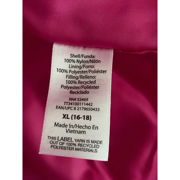 Time and Tru Women's XL Diamond Quilt Core Vest Shocking Pink Coquette NWT - Image 8