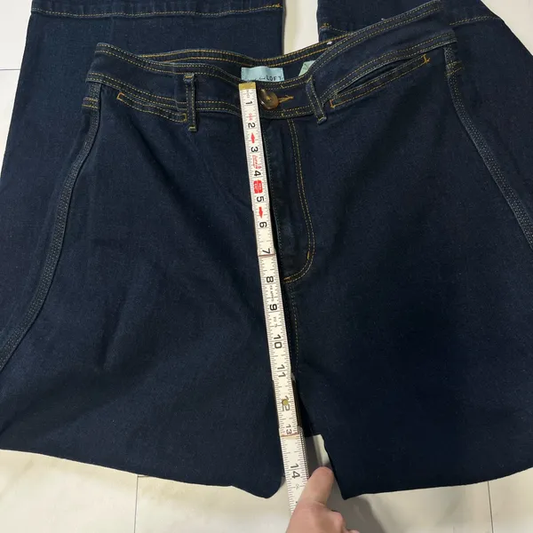 Loft High Waist Wide Leg Dark Wash Jeans size 8 - Image 6