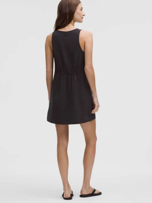 Lululemon Organic Cotton Cinched-Waist Dress Black Size Medium Sleeveless Shift - Image 3