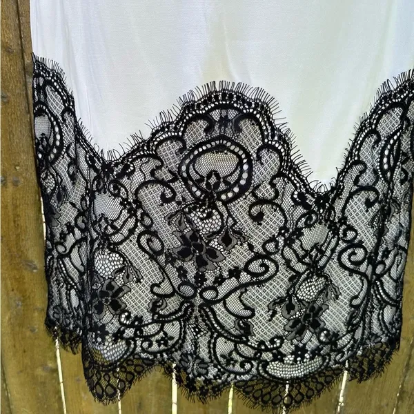 NWT Anthropologie Maeve Lace T-Shirt Dress Black White XS - Image 7