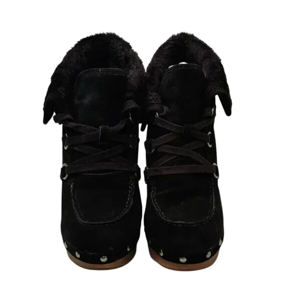 Vintage Black Guess Wooden heel booties sz 9.5 - Image 2