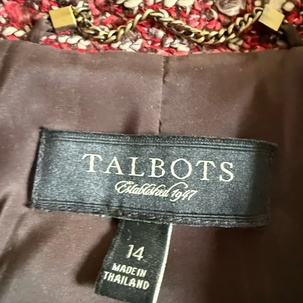 Talbots Blazer Womens Size 14 Red Black Tweed Preppy Old Money Office Casual - Image 6