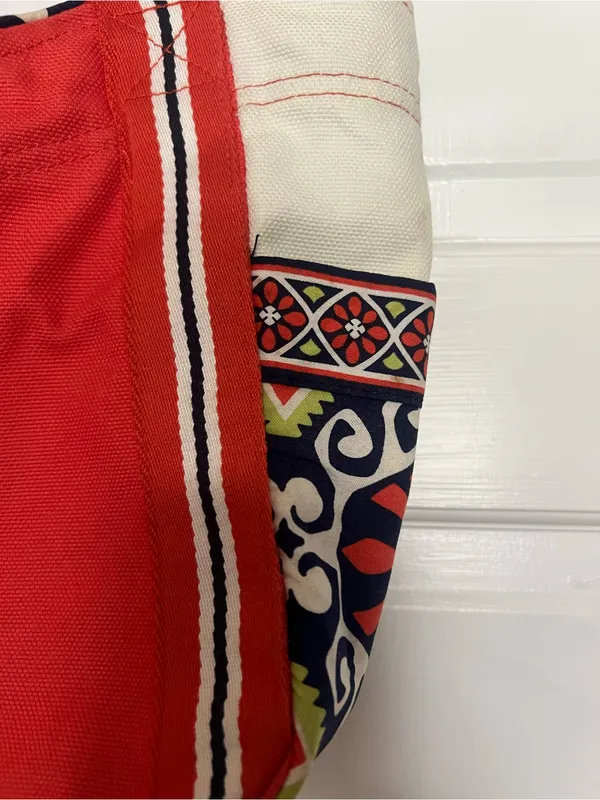 Vera Bradley Red Canvas Tote with Patterned Trim - Image 2