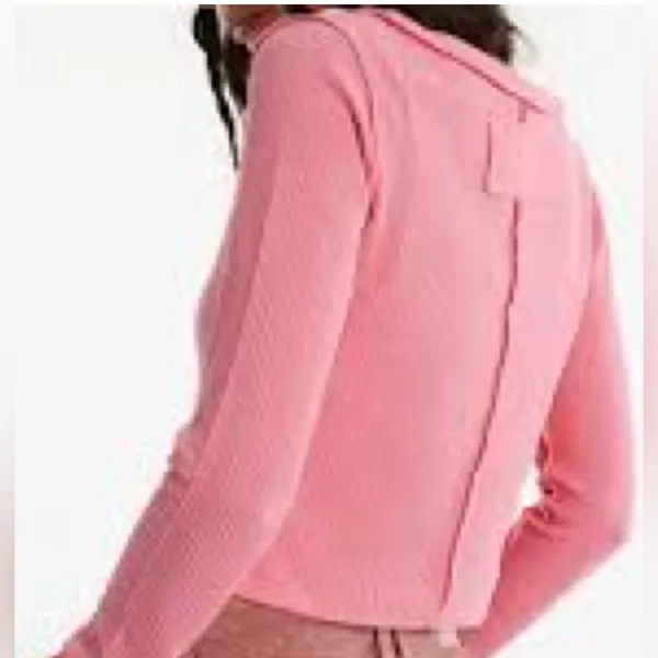 Free People NWOT We The Free Pink Crop Top with Long Sleeves, XL - Image 3