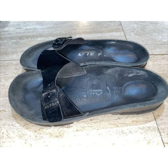 Birkenstock Alpro Black‎ Patient leather Sandals 39 L8 M6 - Image 2