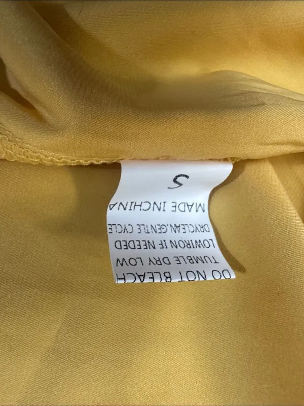 Yellow Satin Maxi Slip Dress with Lace Insert - Image 5