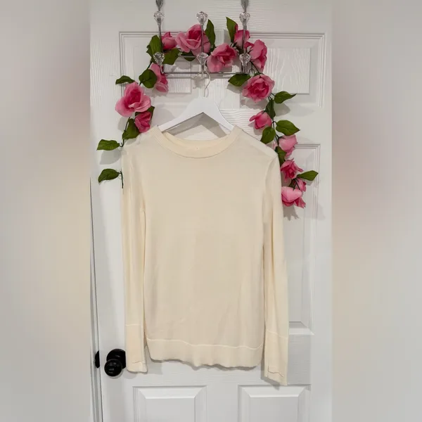 Lululemon Cream Minimalist Cashmere Blend Open Back Longline Medium Sweater - Image 2
