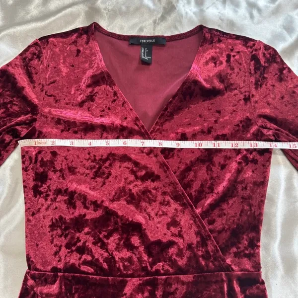 Forever 21 Crushed Velvet Wrap Dress Holiday Christmas Valentines Date Night Feminine Y2K - Image 2