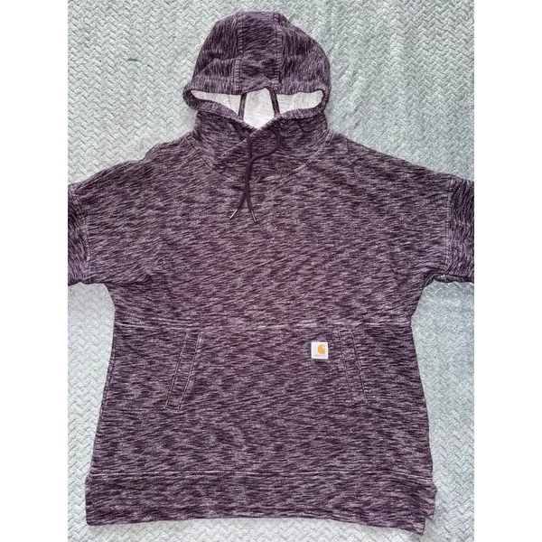 Carhartt Womens Hooded Newberry Maroon Pullover‎ Sweatshirt Relaxed Size Medium - Image 2