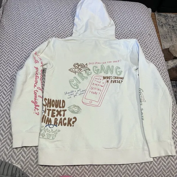 Lonely Ghost Girl Gang White Scrawl Sweatshirt Hoodie / Size Small - Image 11
