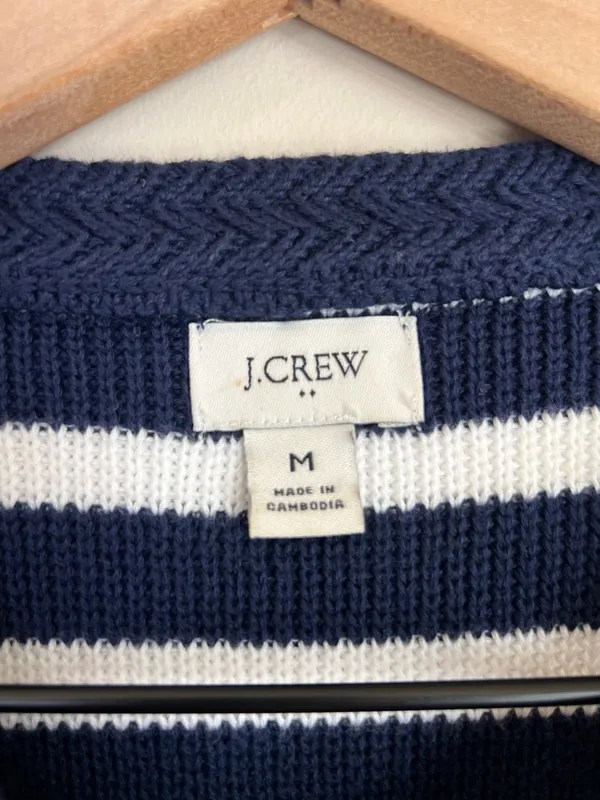 J. Crew‎ Striped Lady Jacket Sweater Cotton Sz Medium Nautical EUC - Image 3