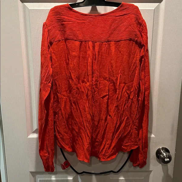 Free People Fiery Red Drape Blouse - Image 4