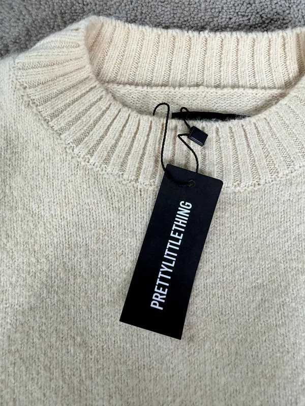 PrettyLittleThing Cream Knit Sweater – Size S - Image 3