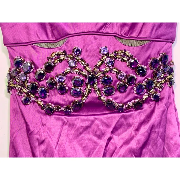 NWT Mandalay Oleander Purple Beaded Embellished Midi Cocktail Evening Dress Sz 2 - Image 4