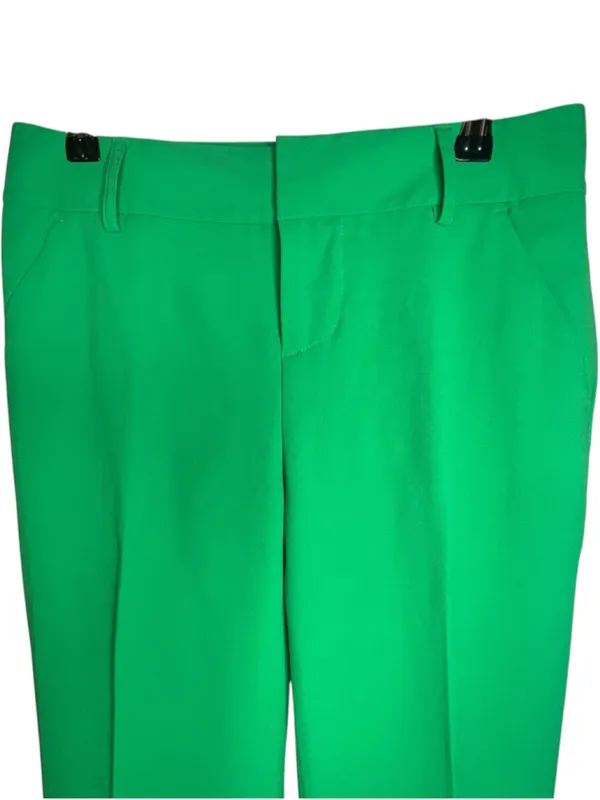 Alice + Olivia Bright Green Tailored High Rise Straight Leg Professional Trousers - Image 2