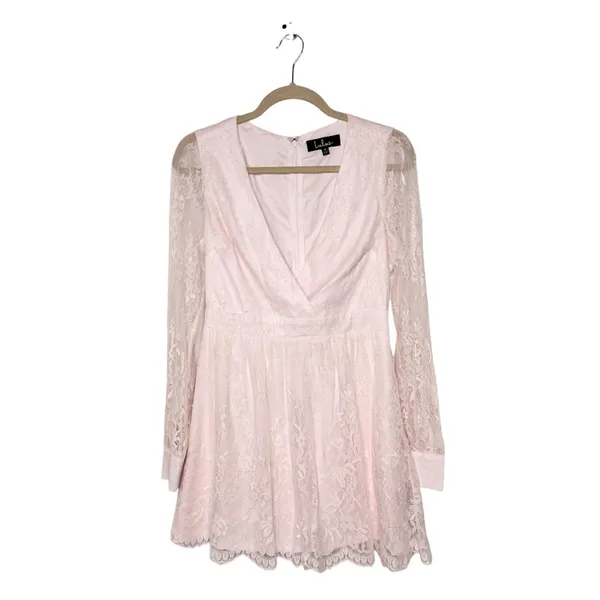Lulus Lace Blush Pink Mini Dress Sz M - Image 2