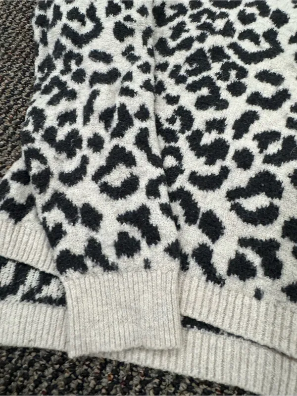 Sincerly Jules Black & Cream Leopard Print Crewneck Sweater - Image 3