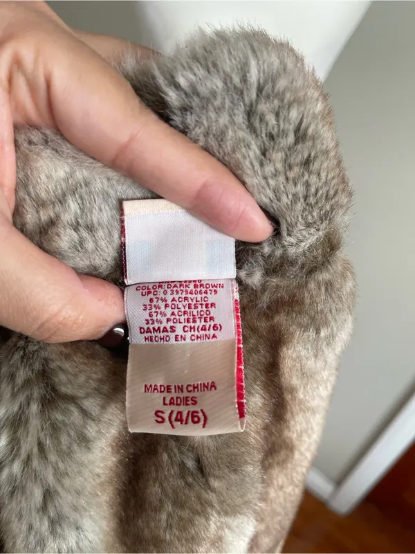 Faded Glory Brown Faux-Suede Vest with Taupe Faux Fur Trim - Image 7