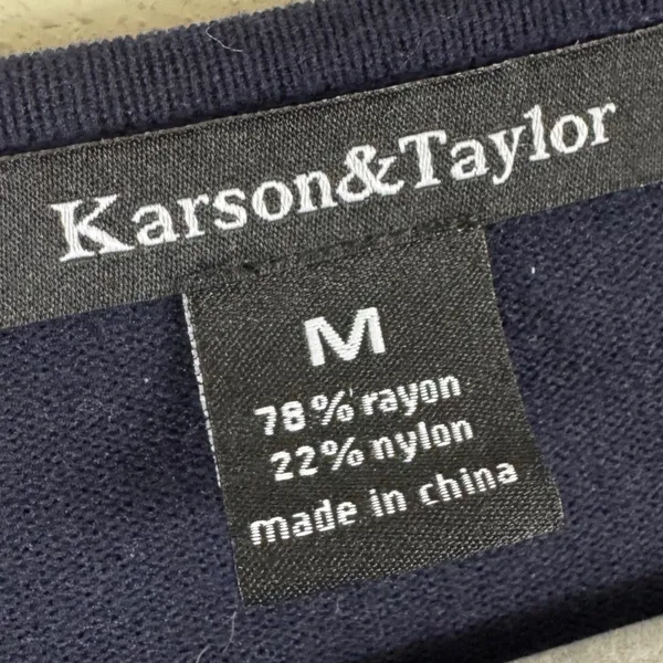 Karson & Taylor Navy Blue Toggle Front Cardigan Sweater Gold Old Money Medium - Image 4