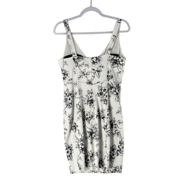 David Meister‎ Satin Floral Print V-Neck Dress - Image 2