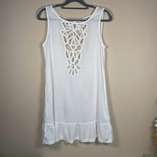 NWT ROXY Goldy Soul Mini Beach Tank Dress White‎ Sheer Coverup Medium - Image 3