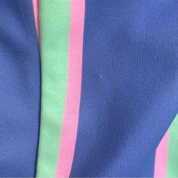 Fabletics Swimsuit Leotard Striped Tie Front Back Scoop Back Green Blue Pink - Image 15
