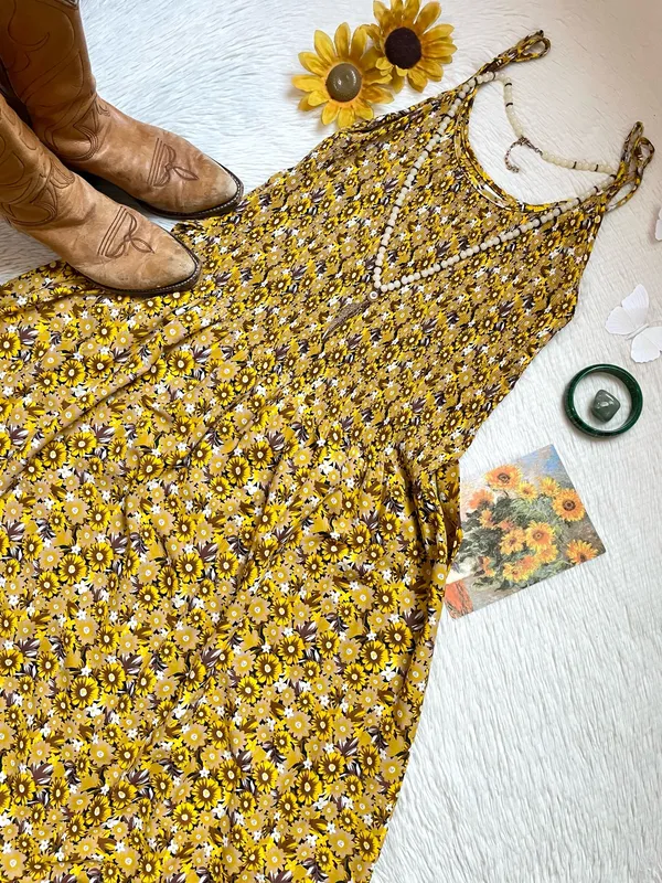 Women’s summer floral print smocked top maxi sleeveless dress - Image 5
